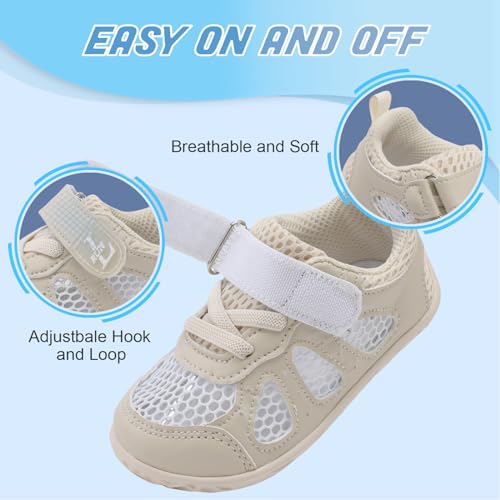 L-RUN Barefoot Kids Shoes Beige 7.5-8 Toddler