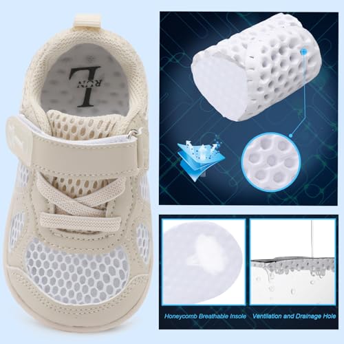 L-RUN Barefoot Kids Shoes Beige 7.5-8 Toddler