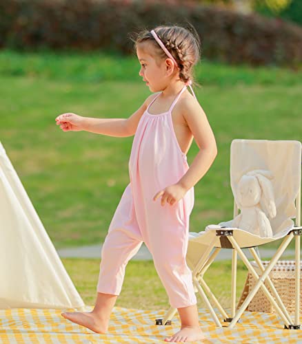 Pink sleeveless Dinosaur Romper for toddler girls, 3-4T