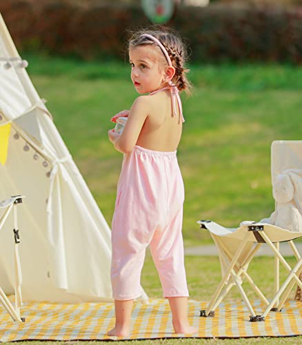 Pink sleeveless Dinosaur Romper for toddler girls, 3-4T