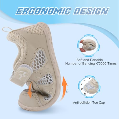 L-RUN Barefoot Kids Shoes Beige 7.5-8 Toddler