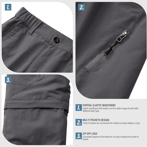 Kids Adjustable Waist Outdoor Quick Dry Cargo Scout Pants