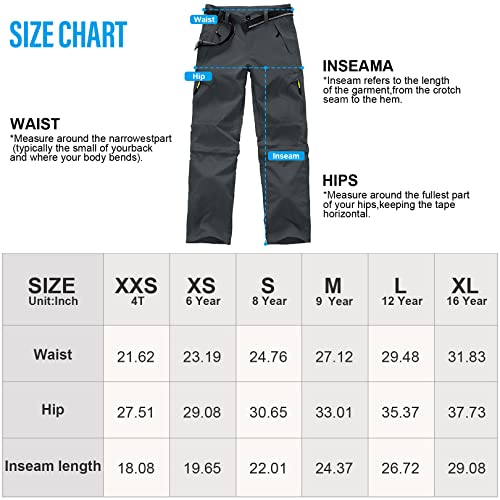 Asfixiado Kids Convertible Cargo Pants, Quick Dry UPF 50+