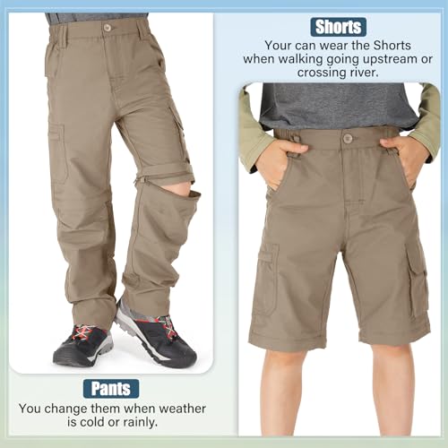 Khaki Outdoor Convertible Cargo Pants for Kids