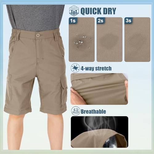 Khaki Outdoor Convertible Cargo Pants for Kids