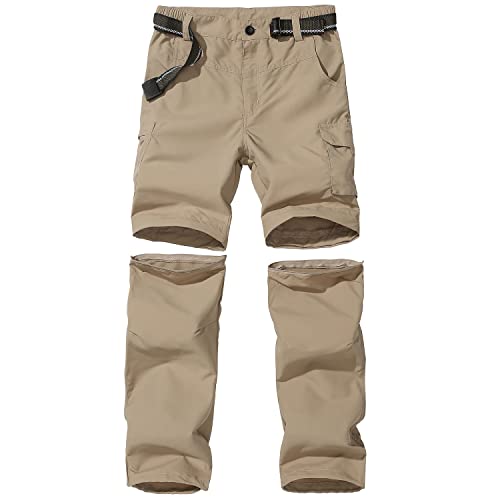 Boys Outdoor Cargo Convertible Hiking Pants Khaki