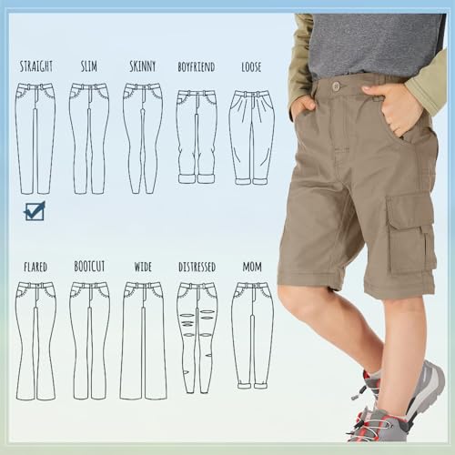Khaki Outdoor Convertible Cargo Pants for Kids