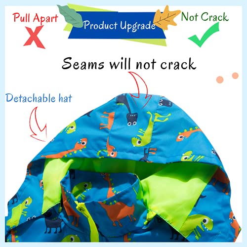 Blue Dinosaur Lightweight Rain Jacket for Kids (Size 4T)