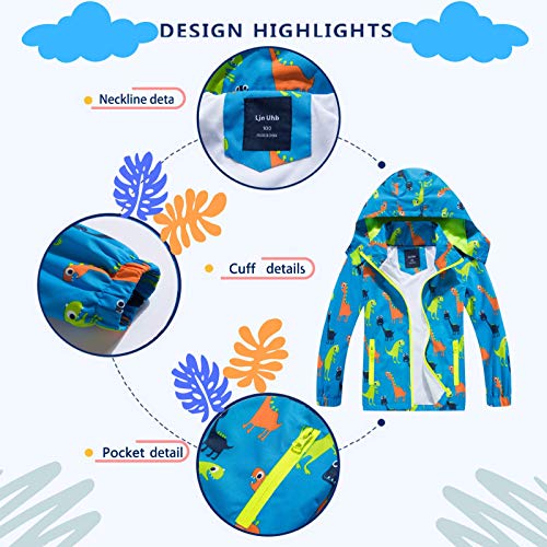 Blue Dinosaur Lightweight Rain Jacket for Kids (Size 4T)