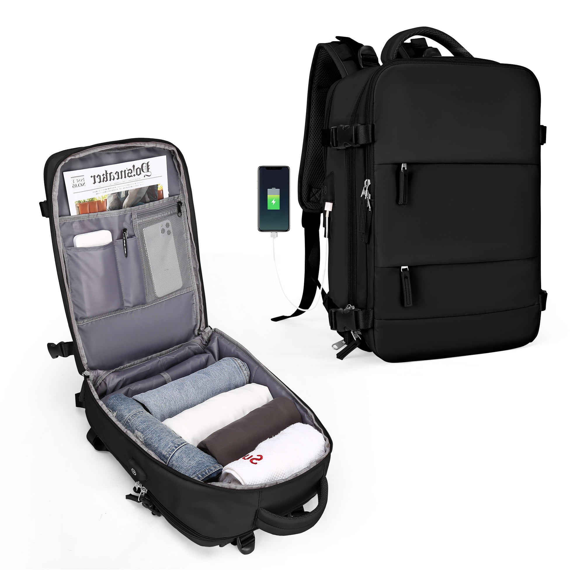 Waterproof Women's Hiking Backpack - Black