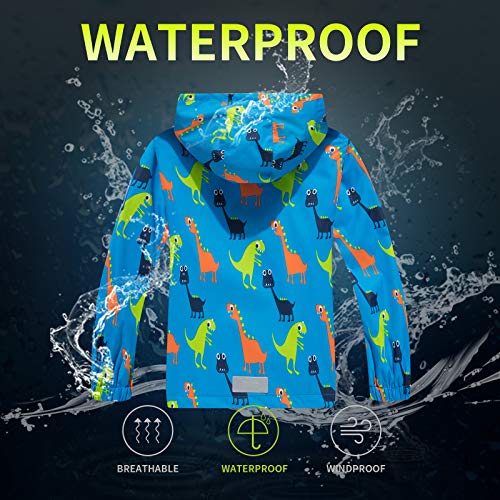 Blue Dinosaur Lightweight Rain Jacket for Kids (Size 4T)