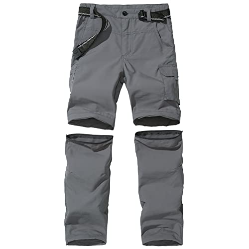 Gray Convertible Hiking Climbing Cargo Pants for Boys