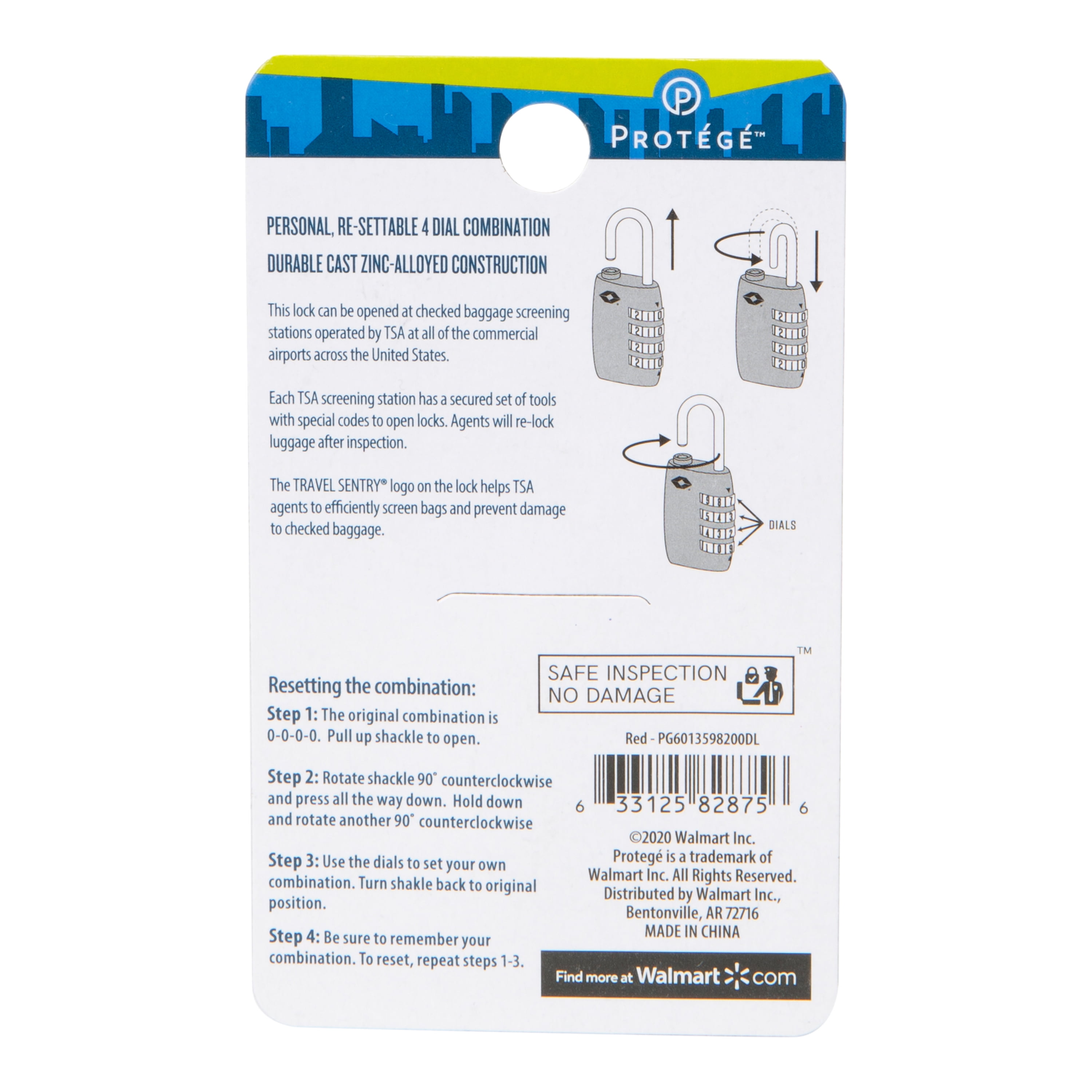 Red TSA-approved Luggage Lock with 4 Dials