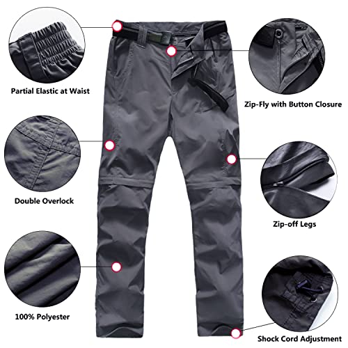 Gray Convertible Hiking Climbing Cargo Pants for Boys