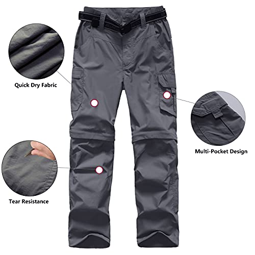 Gray Convertible Hiking Climbing Cargo Pants for Boys