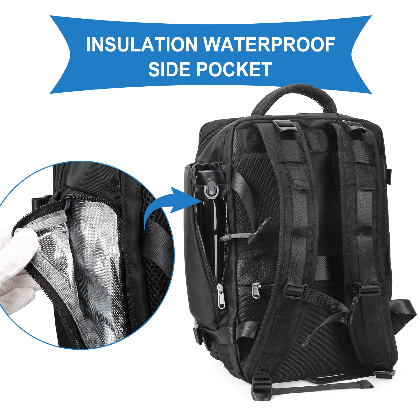 Waterproof Women's Hiking Backpack - Black