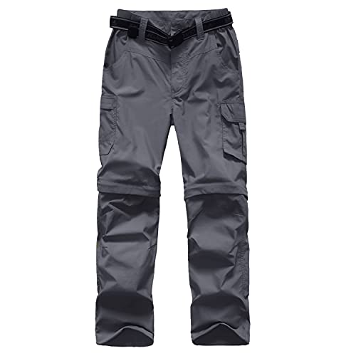 Gray Convertible Hiking Climbing Cargo Pants for Boys