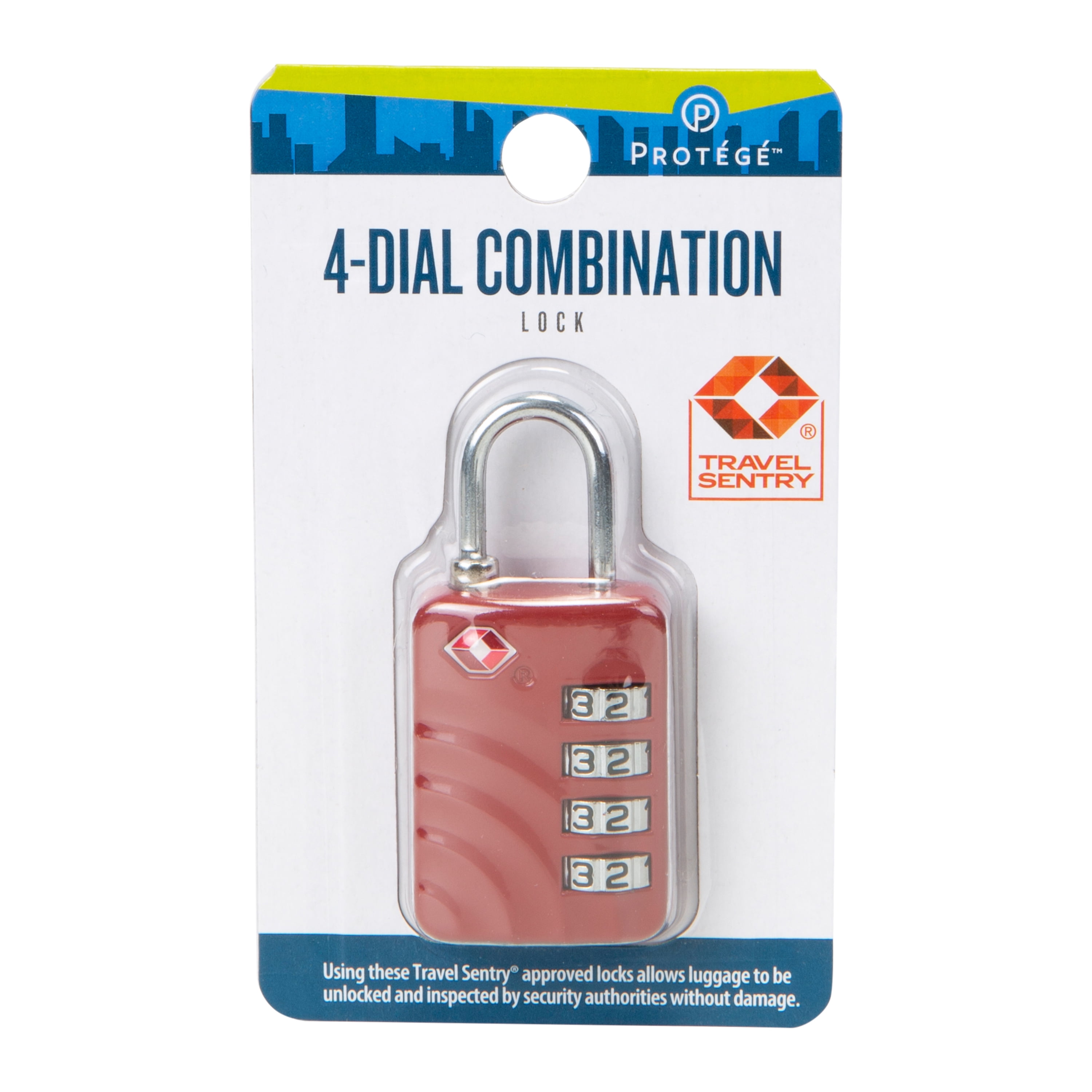 Red TSA-approved Luggage Lock with 4 Dials