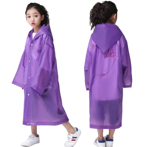 2 Pack Kids Reusable EVA Rain Ponchos, Waterproof