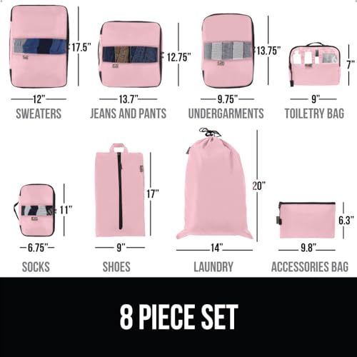 Pink Luggage Organizer Packing Cubes