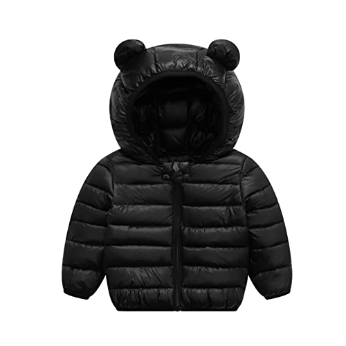 Black Puffer Jacket with Hood for Baby Boys/Girls