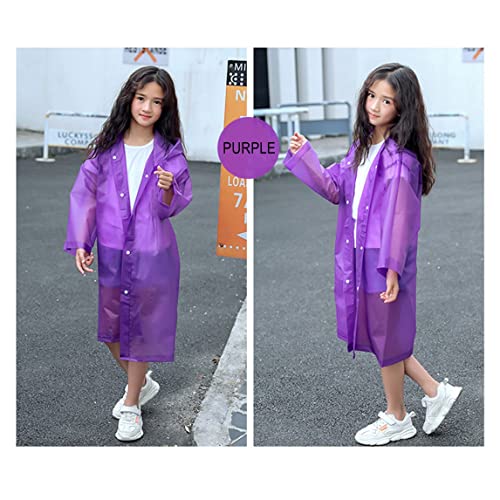 2 Pack Kids Reusable EVA Rain Ponchos, Waterproof