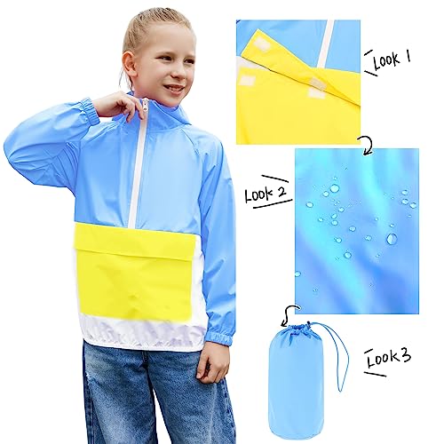 MODAFANS Kids Lightweight Waterproof Packable Hooded Rain Jacket