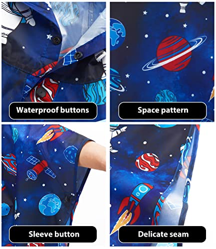Kids Dinosaur Rain Poncho with Hood - Portable & Reusable