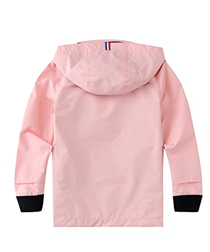 Pink Waterproof Hooded Jackets for Girls, Size 8-9