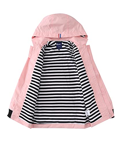 Pink Waterproof Hooded Jackets for Girls, Size 8-9
