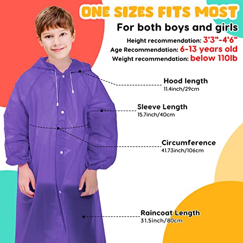 3Pack Kids Reusable Rain Ponchos - Waterproof Raincoats