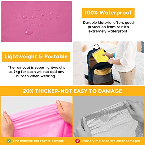 3Pack Kids Reusable Rain Ponchos - Waterproof Raincoats