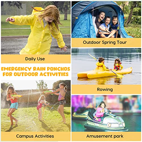 3Pack Kids Reusable Rain Ponchos - Waterproof Raincoats