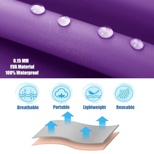 Makonus Kids 2 Pack Reusable Rain Ponchos, Purple/Pink