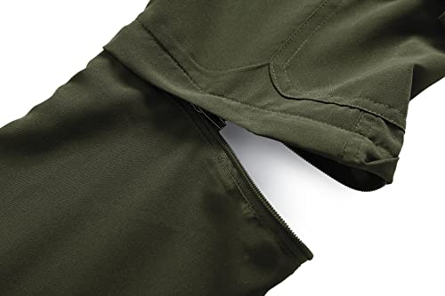 Kids Quick Dry Convertible Cargo Hiking Pants, Army Green