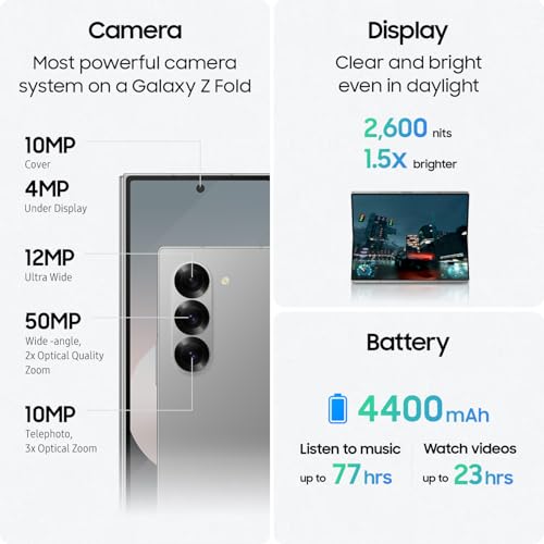 SAMSUNG Galaxy Z Fold 6 AI Smartphone Bundle 512GB