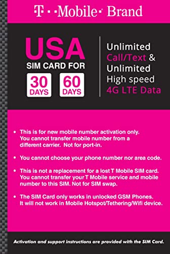T-Mobile USA Prepaid SIM Card: Unlimited Calls & Data