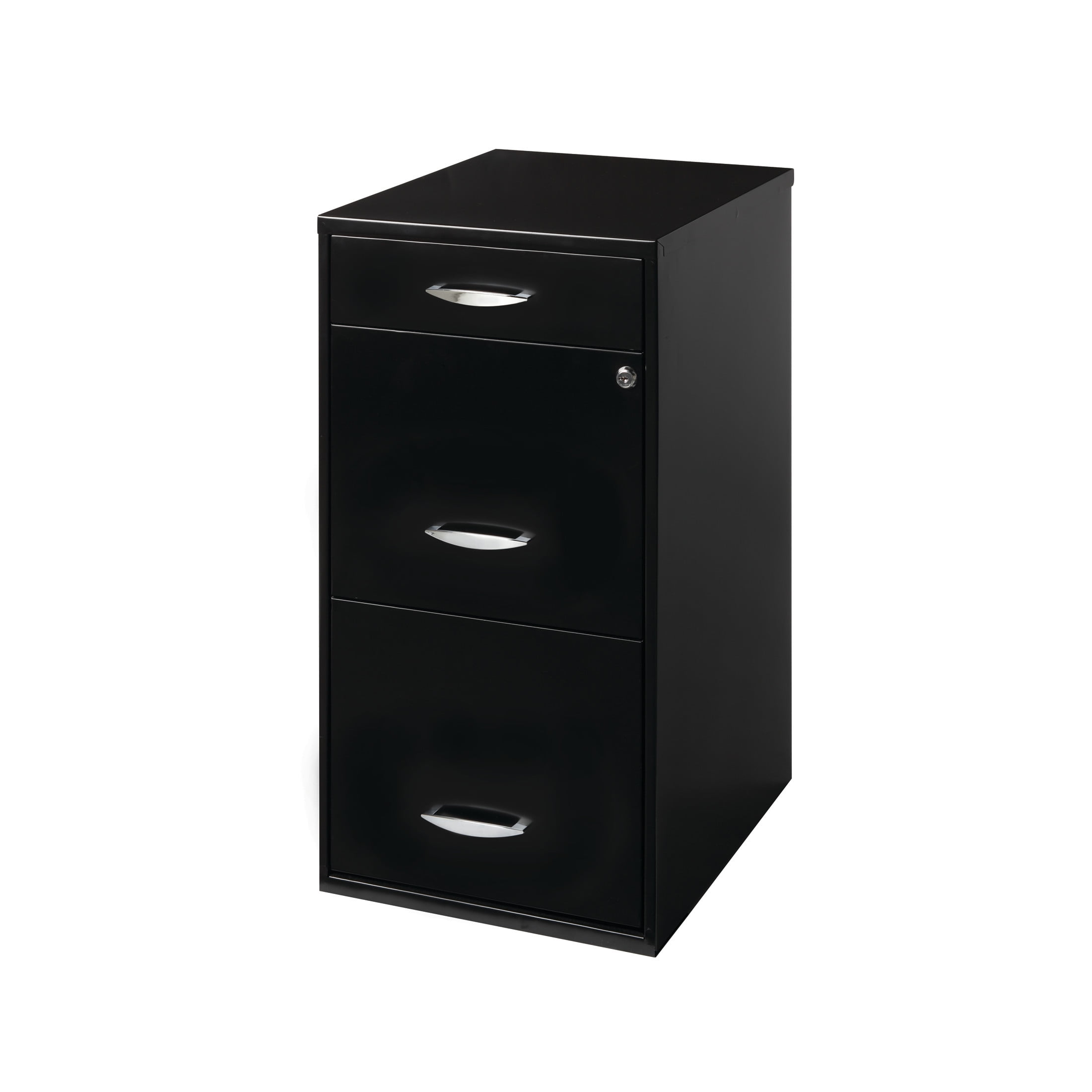 Filing Cabinet 18"W, 3-Drawer Organizer File, Black