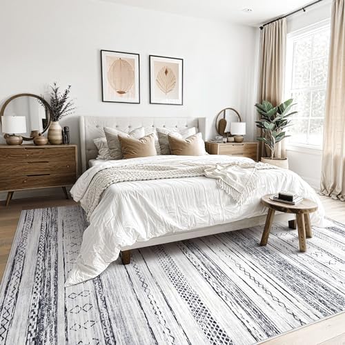 Boho Moroccan Neutral Area Rug - 5x7