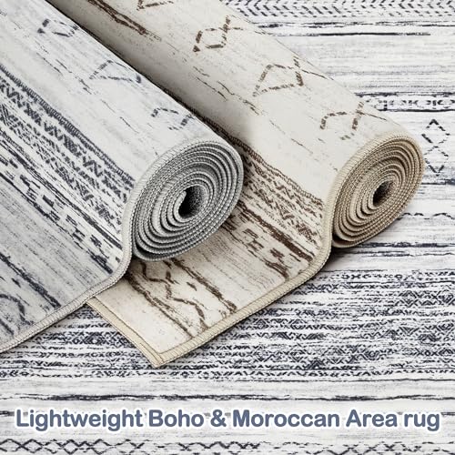 Boho Moroccan Neutral Area Rug - 5x7