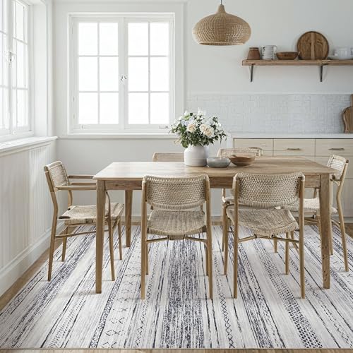 Boho Moroccan Neutral Area Rug - 5x7