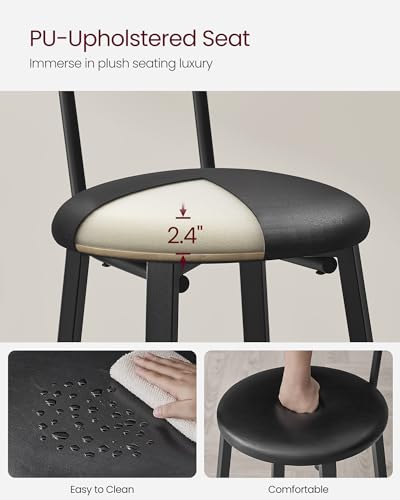 Rustic Brown Bar Stools Set with Backrest