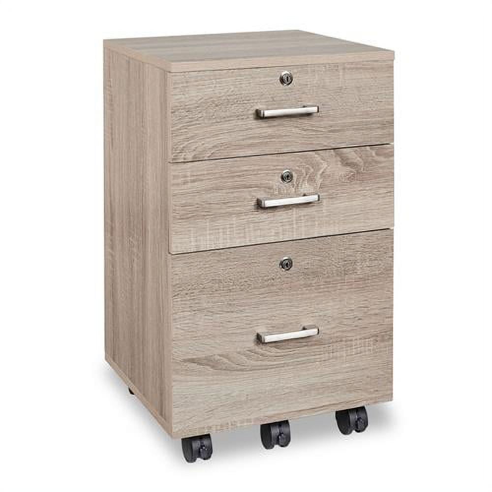 Portable Oak File Cabinet with Lock - Ktaxon