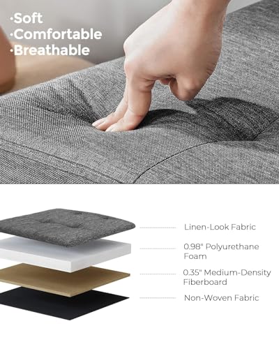 Foldable Storage Ottoman Bench - Dark Gray