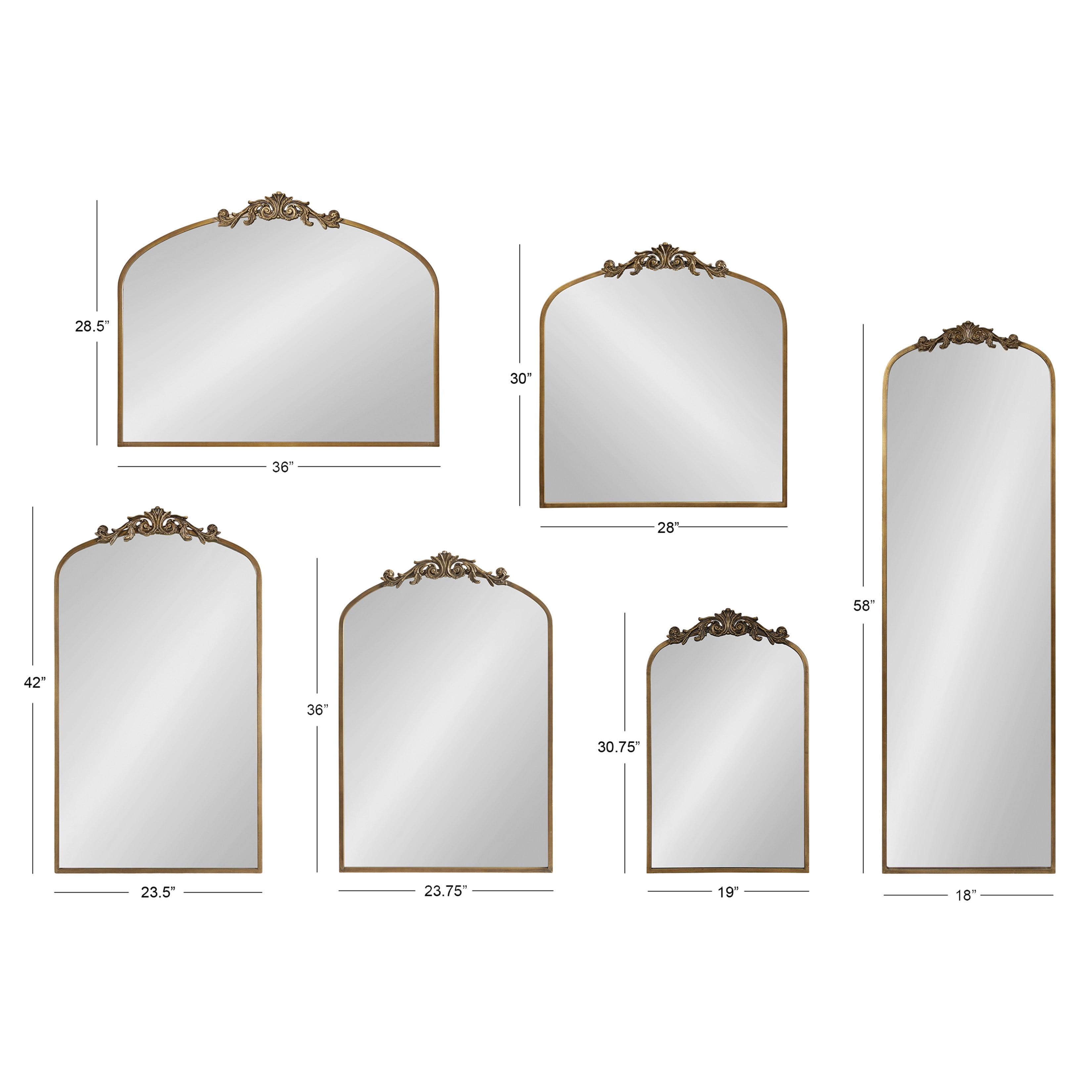 Gold Arch Mirror, Baroque Inspired Wall Decor