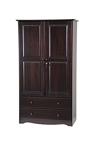 Solid wood wardrobe with lock and drawers