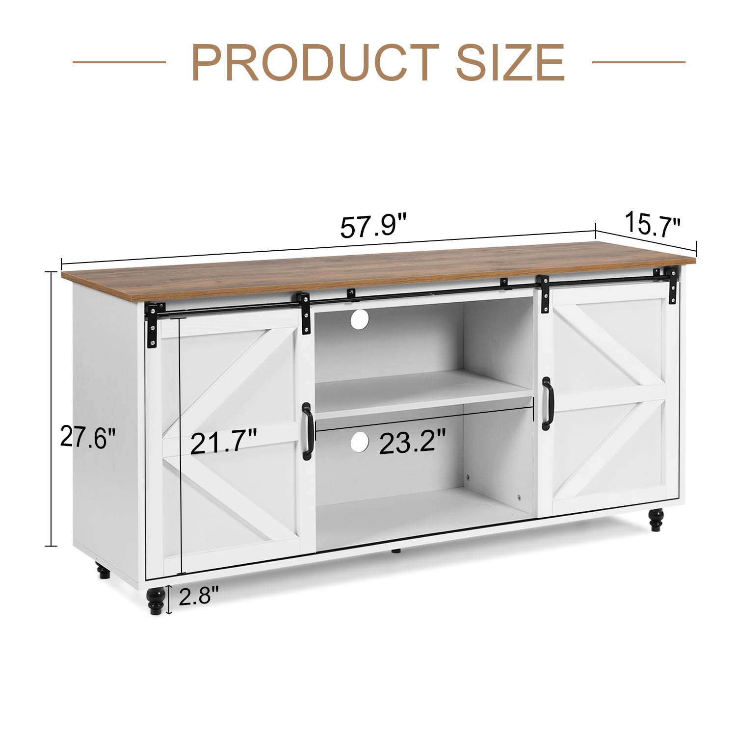 White Farmhouse Coffee Bar with Sliding Barn Door