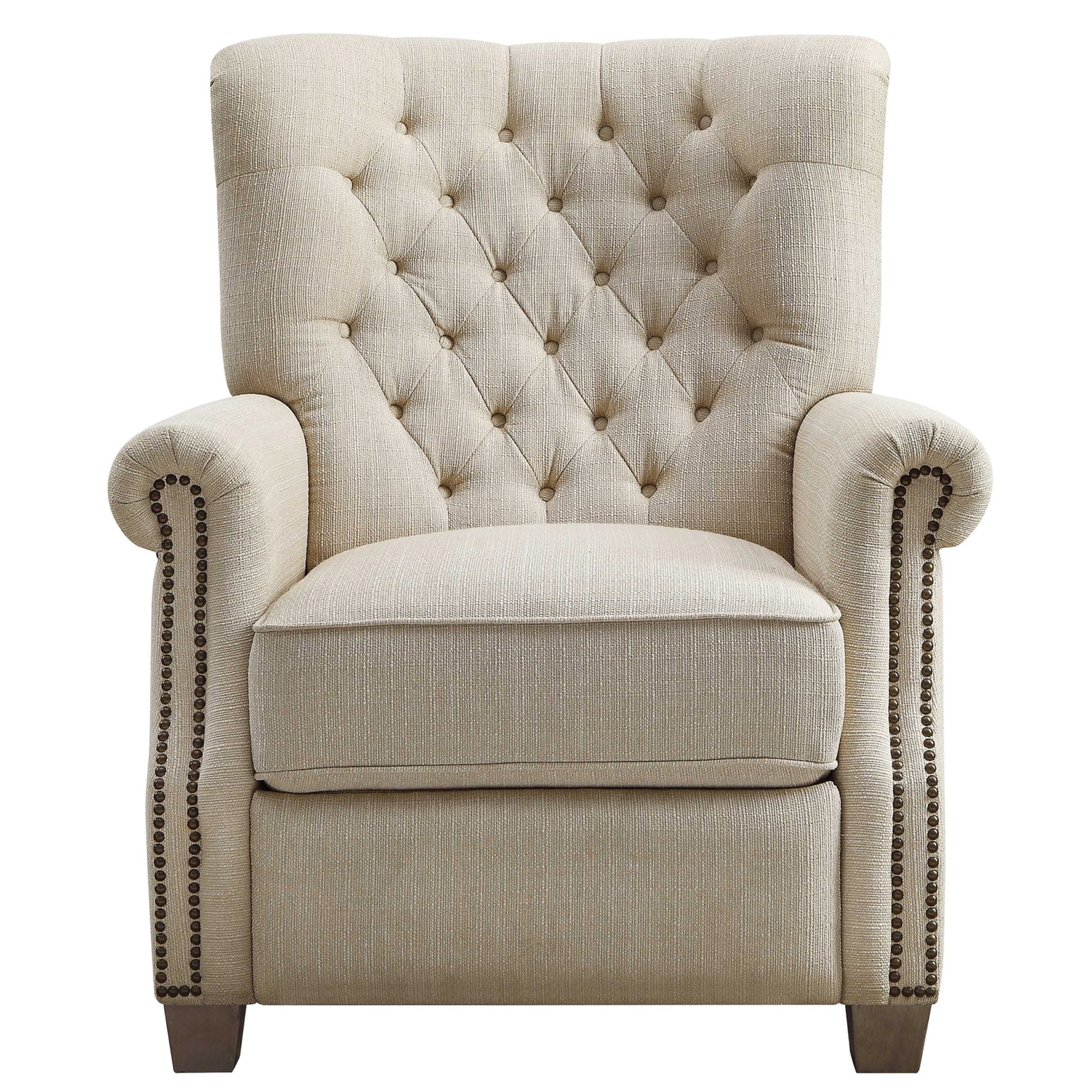 Beige Tufted Push Back Recliner