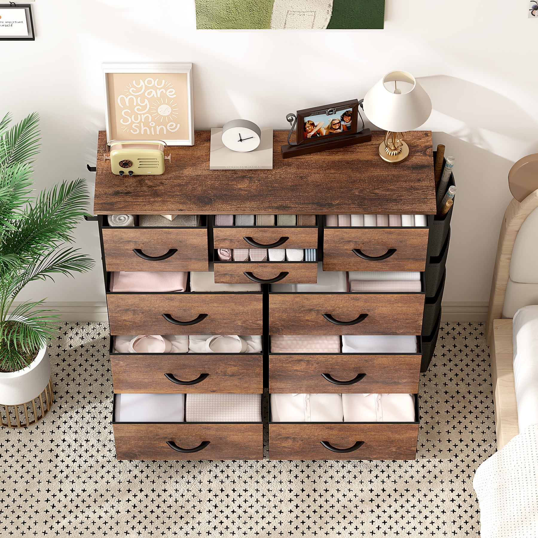 10 Drawer Bedroom Dresser with Side Pockets