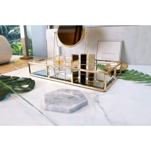 PuTwo Gold Mirror Vanity Tray Organizer